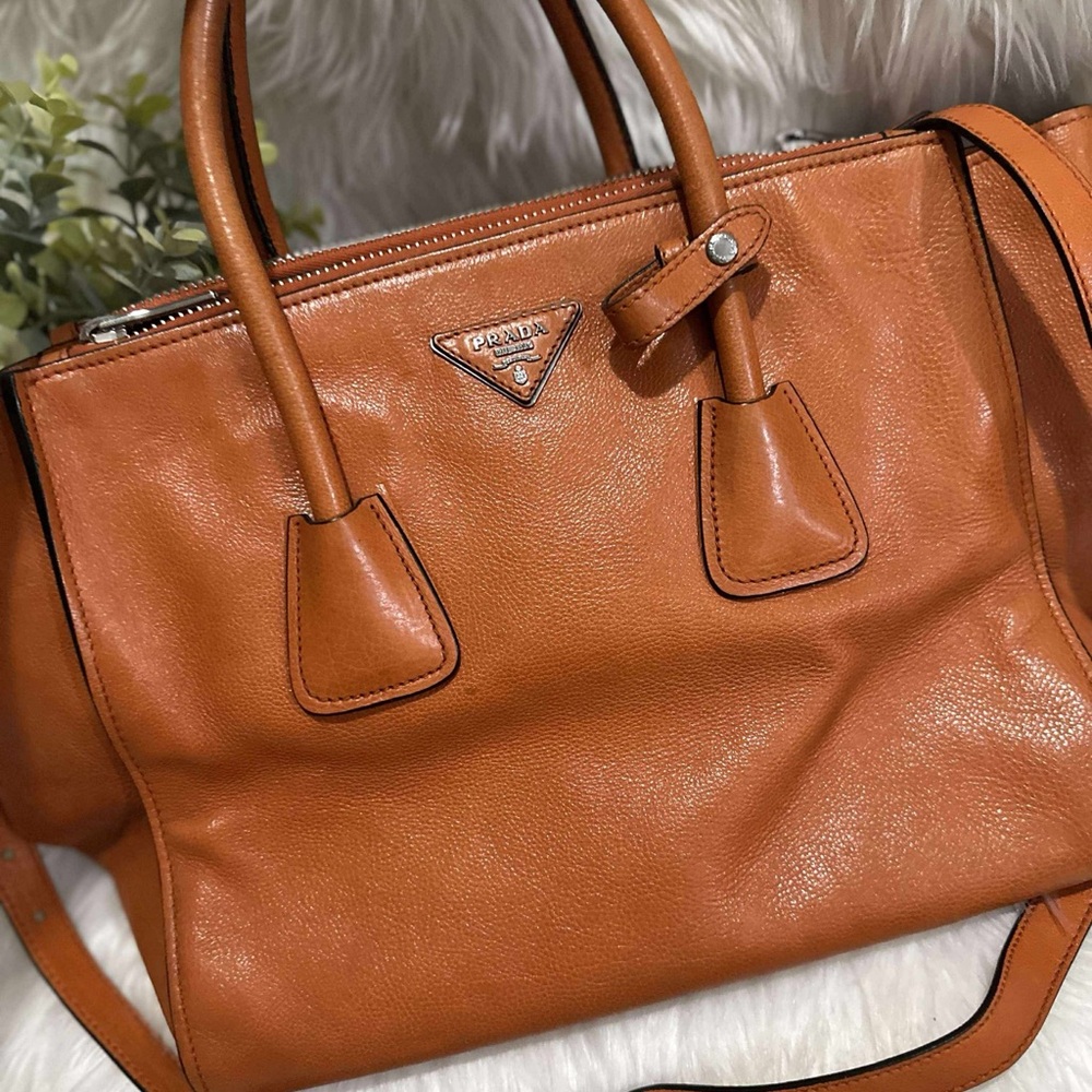 Prada Glacé Calf Twin Pocket Tote Authentic